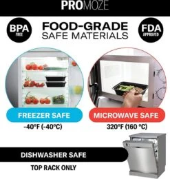 Buxibo - 50 Meal Prep Bakjes - Salade/Lunch Box - Diepvriesbakjes - Vershoudbakjes - Plastic Bakjes Met Deksel - Vershouddoos - Magnetron Vaatwasser Bestendig - 24 Oz/0.7 Liter Inhoud - Herbruikbaar - Kunststof - BPA Vrij - Zwart -Dagelijkse Benodigdheden Verkoop 1140x1200 4