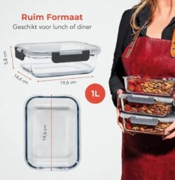 KitchenBrothers Meal Prep Bakjes - Set - Luchtdicht - BPA Vrij - 1L - Glas - 5 Stuks -Dagelijkse Benodigdheden Verkoop 1169x1200 3
