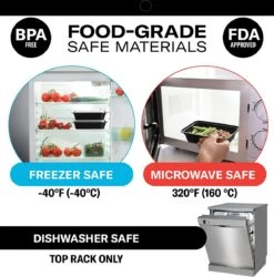 Buxibo - 50 Meal Prep Bakjes - Salade/Lunch Box - Diepvriesbakjes - Vershoudbakjes - Plastic Bakjes Met Deksel - Vershouddoos - Magnetron Vaatwasser Bestendig - 24 Oz/0.7 Liter Inhoud - Herbruikbaar - Kunststof - BPA Vrij - Zwart -Dagelijkse Benodigdheden Verkoop 1184x1200 1