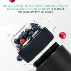 Coninx Yoghurtbeker To Go - Muesli Beker To Go - Lunchbeker - Mueslibeker 640ml (450ml+190ml) - Zwart -Dagelijkse Benodigdheden Verkoop 1199x1200 6