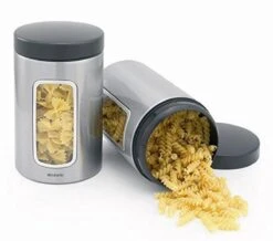 Brabantia Voorraadbus - 1,4 L - Matt Steel Fingerprint Proof / Matt Black Deksel - Met Venster -Dagelijkse Benodigdheden Verkoop 1200x1060