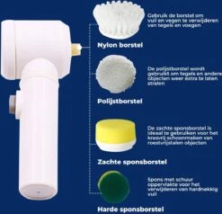 B-care Magic Brush - Elektrische Multifunctionele Schoonmaakborstel - 7 Opzetstukken - Wasborstel - Poetsmachine - Schrobborstel - Handborstel - Werkborstel - Schrobber - Boorborstel - Reinigingsborstel -Dagelijkse Benodigdheden Verkoop 1200x1156 3