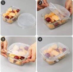 Siliconen Vershoud Deksels – Set Van 6 Stuks – Flexibel – Herbruikbaar – Wit - Stretch Tot Wel 30 Cm -Dagelijkse Benodigdheden Verkoop 1200x1178 1