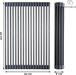 Kitch&Life Afdruiprek Oprolbaar - Mat Zwart - Pannenonderzetter - Afdruipmat - Keukenrek 3-in-1 -Dagelijkse Benodigdheden Verkoop 1200x1185 1