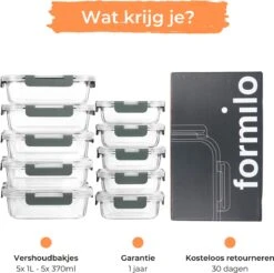 Formilo Meal Prep Bakjes - Lekvrije Vershoudbakjes - Diepvriesbakjes - Luchtdicht - BPA Vrij - Glas - 10 Stuks -Dagelijkse Benodigdheden Verkoop 1200x1197 10