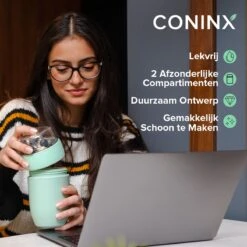 Coninx Yoghurtbeker To Go - Muesli Beker To Go - Lunchbeker - Mueslibeker 640ml (450ml+190ml) - Groen -Dagelijkse Benodigdheden Verkoop 1200x1200 204
