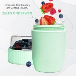 Coninx Yoghurtbeker To Go - Muesli Beker To Go - Lunchbeker - Mueslibeker 640ml (450ml+190ml) - Groen -Dagelijkse Benodigdheden Verkoop 1200x1200 208