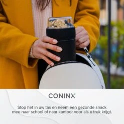 Coninx Yoghurtbeker To Go - Muesli Beker To Go - Lunchbeker - Mueslibeker 640ml (450ml+190ml) - Zwart -Dagelijkse Benodigdheden Verkoop 1200x1200 223