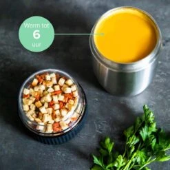 Coninx Thermos Lunchbox - Muesli Beker To Go - Isoleer Lunchpot - Yoghurtbeker To Go - Mueslibeker 840ml (600ml+240ml) - RVS -Dagelijkse Benodigdheden Verkoop 1200x1200 227