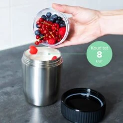 Coninx Thermos Lunchbox - Muesli Beker To Go - Isoleer Lunchpot - Yoghurtbeker To Go - Mueslibeker 840ml (600ml+240ml) - RVS -Dagelijkse Benodigdheden Verkoop 1200x1200 228