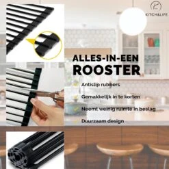 Kitch&Life Afdruiprek Oprolbaar - Mat Zwart - Pannenonderzetter - Afdruipmat - Keukenrek 3-in-1 -Dagelijkse Benodigdheden Verkoop 1200x1200 244