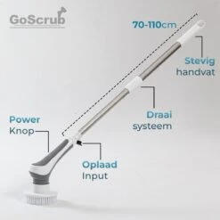 GoScrub® Elektrische Schoonmaakborstel – Elektrische Schrobber - Schrobborstel – Voor Badkamer Of Keuken – Schrobber Met Steel – Luiwagen – Polijstmachine - Poetsmachine Met 10 Opzetstukken -Dagelijkse Benodigdheden Verkoop 1200x1200 336