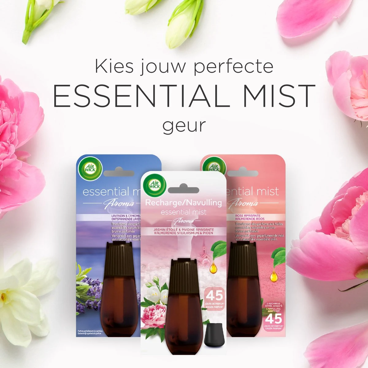 Air Wick Essential Mist Automatische Luchtverfrisser - Verfrissende Pioen En Jasmijn - 3 Navullingen 3 Air Wick Essential Mist Automatische Luchtverfrisser - Verfrissende Pioen En Jasmijn - 3 Navullingen - Afbeelding 3