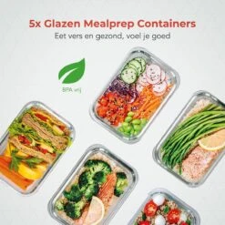 KitchenBrothers Meal Prep Bakjes - Set - Luchtdicht - BPA Vrij - 1L - Glas - 5 Stuks -Dagelijkse Benodigdheden Verkoop 1200x1200 529