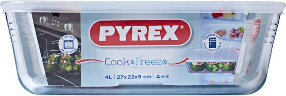 Pyrex Cook & Freeze Ovenschaal 4 L - 27 X 22 X 9 Cm 1 Pyrex Cook & Freeze Ovenschaal 4 L - 27 X 22 X 9 Cm