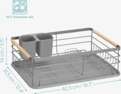 Navaris Afdruiprek Met Uitneembare Bestekhouder - Afwasrek Met Losse Lekbak - Vaatwasrek Met Plateau - Voor Bestek, Borden, Schalen En Pannen -Dagelijkse Benodigdheden Verkoop 1200x930