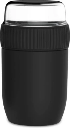 Coninx Thermos Lunchbox - Muesli Beker To Go - Isoleer Lunchpot - Yoghurtbeker To Go - Mueslibeker 840ml (600ml+240ml) - RVS / Zwart -Dagelijkse Benodigdheden Verkoop 662x1200