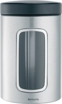 Brabantia Voorraadbus - 1,4 L - Matt Steel Fingerprint Proof / Matt Black Deksel - Met Venster -Dagelijkse Benodigdheden Verkoop 713x1200 1