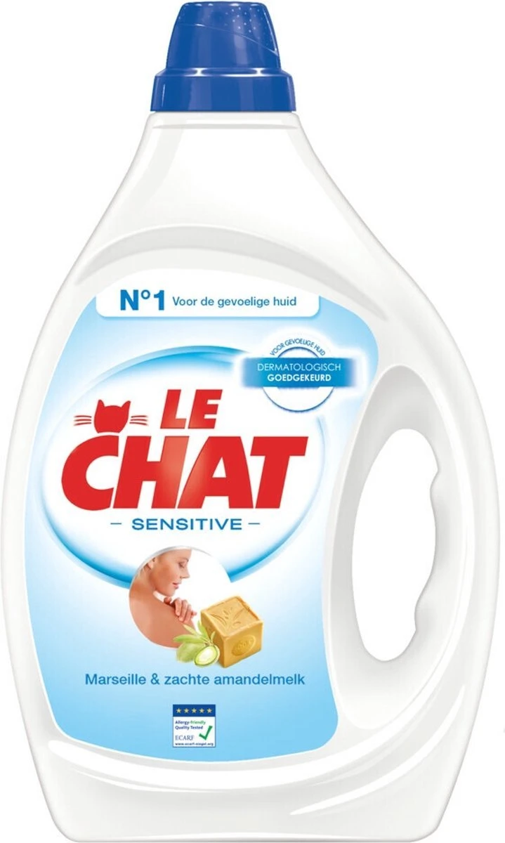 Le Chat Gel Sensitive - Vloeibaar Wasmiddel - Halfjaarbox - 136 Wasbeurten 2 Le Chat Gel Sensitive - Vloeibaar Wasmiddel - Halfjaarbox - 136 Wasbeurten - Afbeelding 2