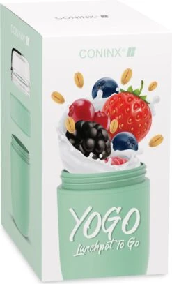 Coninx Yoghurtbeker To Go - Muesli Beker To Go - Lunchbeker - Mueslibeker 640ml (450ml+190ml) - Groen -Dagelijkse Benodigdheden Verkoop 729x1200