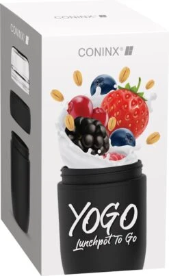 Coninx Yoghurtbeker To Go - Muesli Beker To Go - Lunchbeker - Mueslibeker 640ml (450ml+190ml) - Zwart -Dagelijkse Benodigdheden Verkoop 735x1200