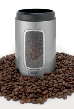 Brabantia Voorraadbus - 1,4 L - Matt Steel Fingerprint Proof / Matt Black Deksel - Met Venster -Dagelijkse Benodigdheden Verkoop 817x1200