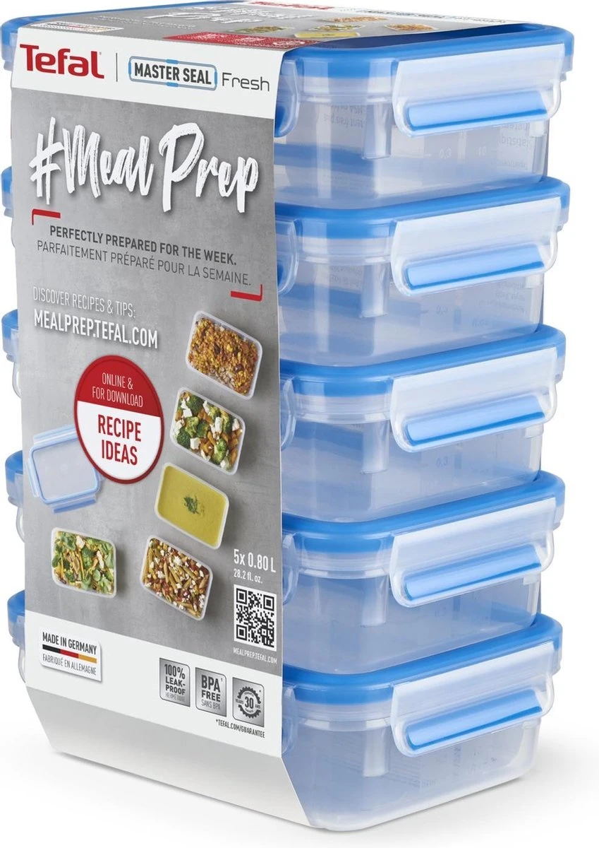 Tefal MasterSeal Fresh Mealprep Set - 5 X 800ml - Blauw 10 Tefal MasterSeal Fresh Mealprep Set - 5 X 800ml - Blauw - Afbeelding 10