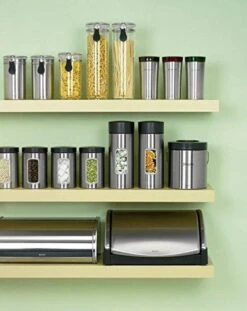 Brabantia Voorraadbus - 1,4 L - Matt Steel Fingerprint Proof / Matt Black Deksel - Met Venster -Dagelijkse Benodigdheden Verkoop 952x1200